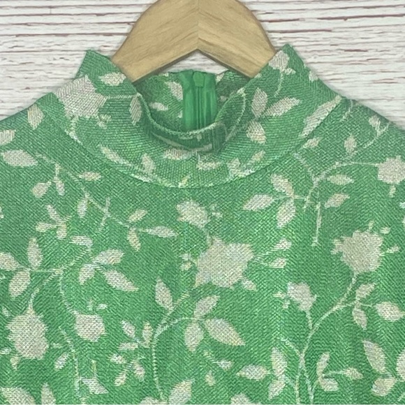 NWT Zara Green Floral Jacquard Dress Sz L - Picture 9 of 16
